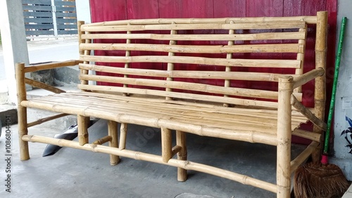 Traditional bamboo lounge chairs, eco-friendly furniture, sustainable relaxation