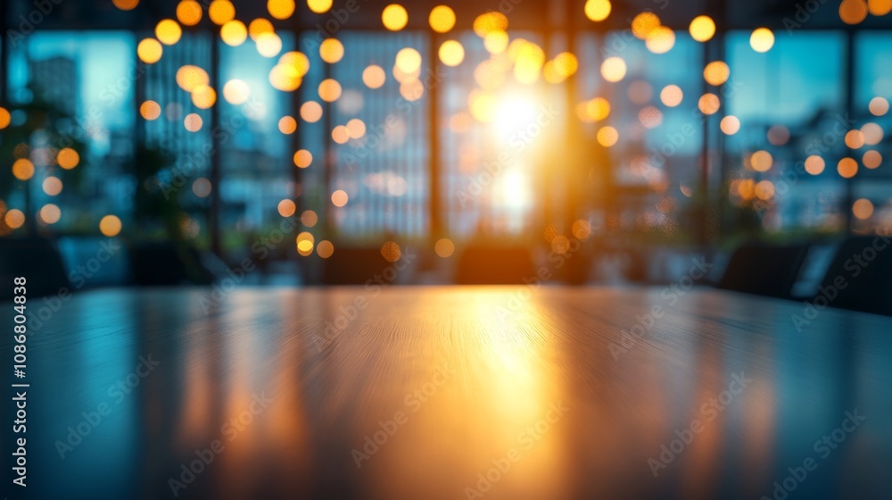 Bokeh Lights on Restaurant Table Bokeh Lights on Restaurant Table