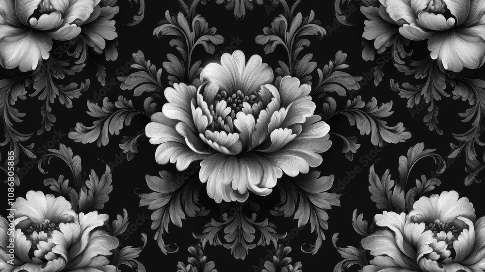 Black and White Floral Pattern Black and White Floral Pattern