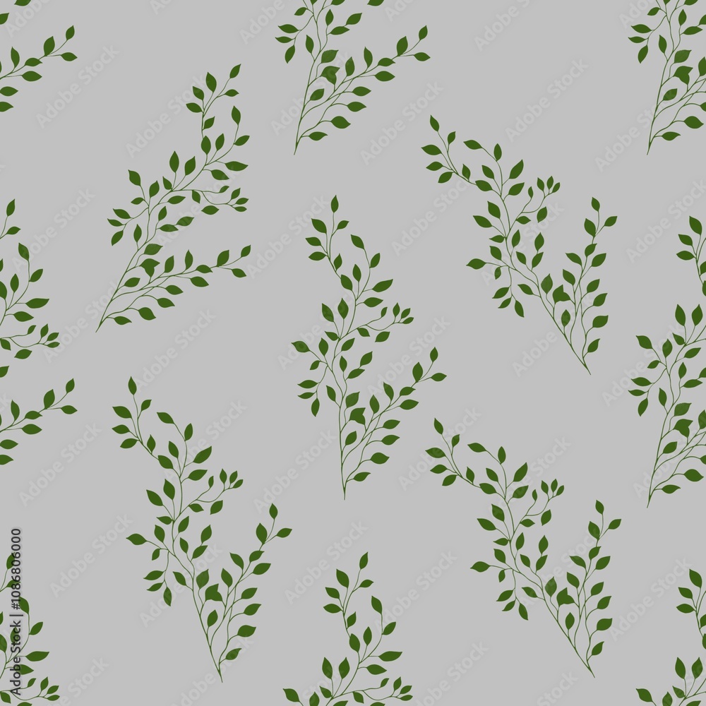 Leaves Classic on Gray Background Seamless Pattern Design Leaves Classic on Gray Background Seamless Pattern Design