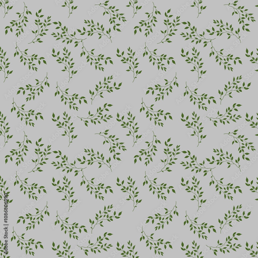 Leaves Small on Gray Background Seamless Pattern Design Leaves Small on Gray Background Seamless Pattern Design