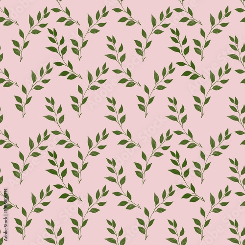 Leaves Big on Pink Background Seamless Pattern Design