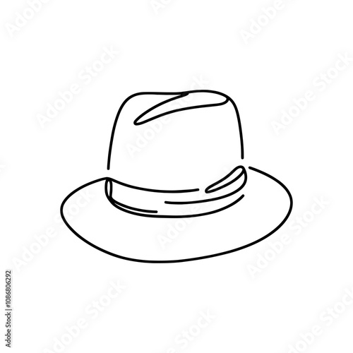 Elegant fedora hat icon. Black and white cartoon of a fedora hat. Vector illustration