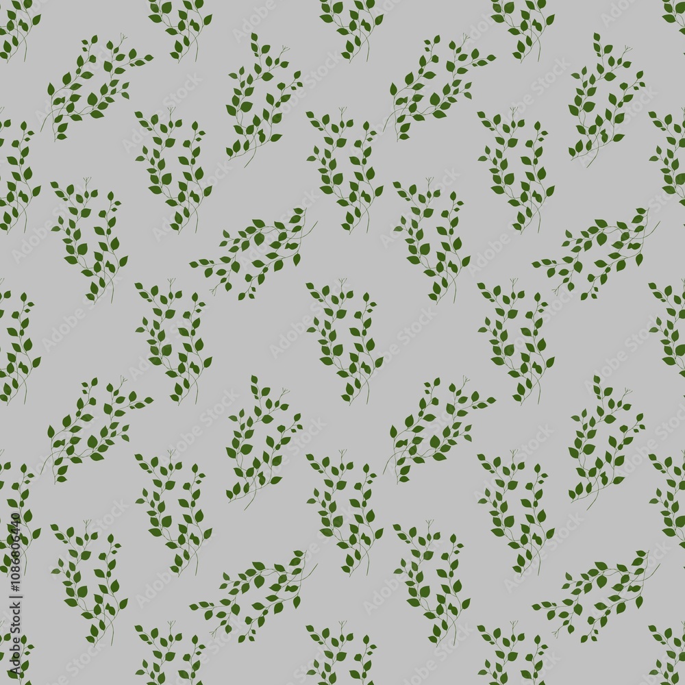 Classic Small Leaves on Gray Background Seamless Pattern Design Classic Small Leaves on Gray Background Seamless Pattern Design