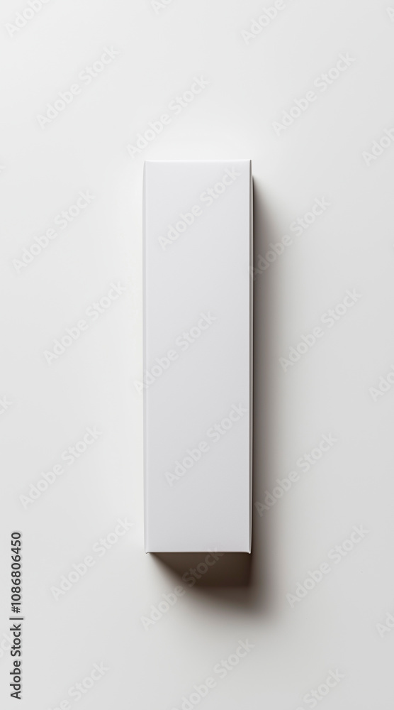 A long square white paper box packaging with no labels, no logo. white background. Front view, mockup design art A long square white paper box packaging with no labels, no logo. white background. Front view, mockup design art