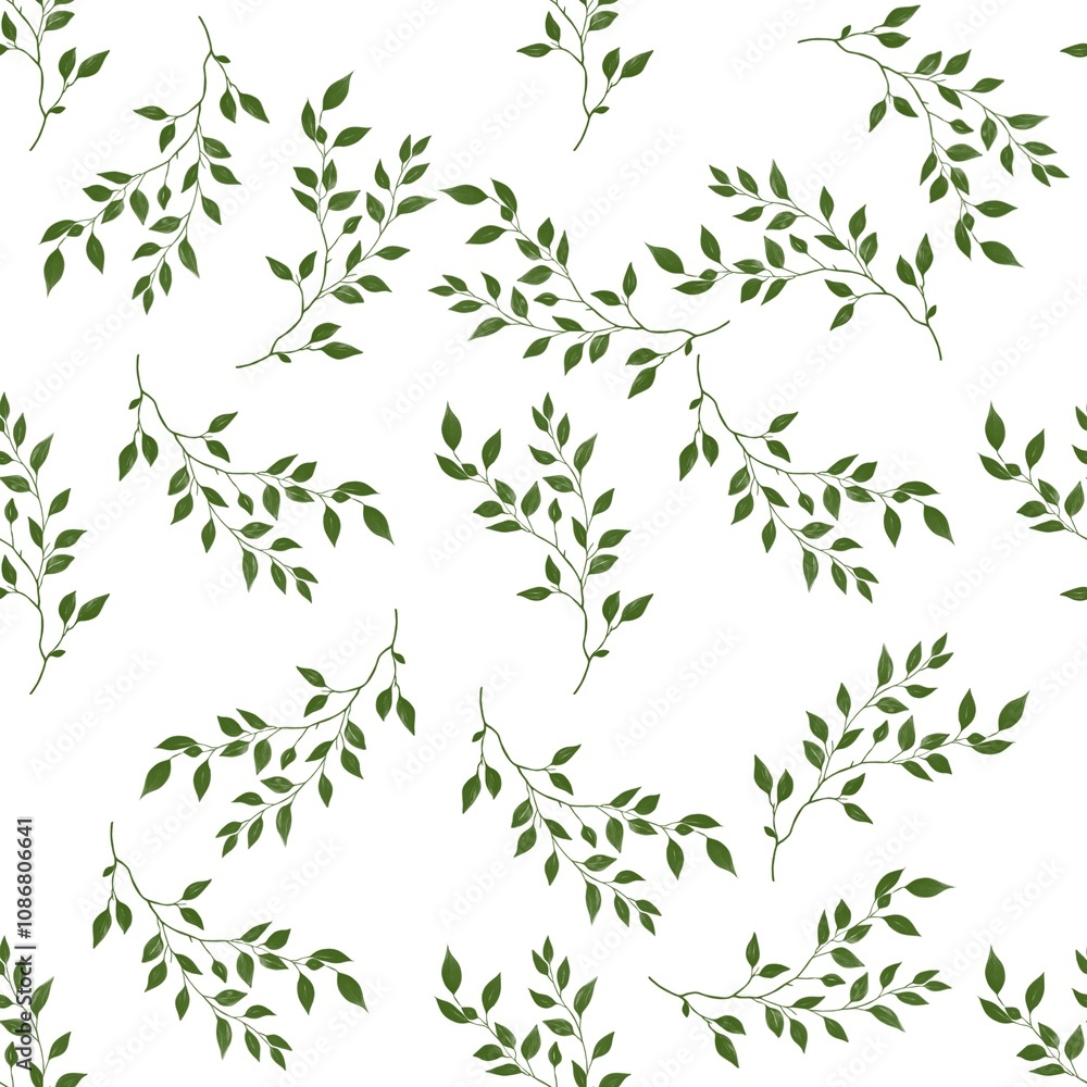 Big Green Branch Seamless Pattern Design