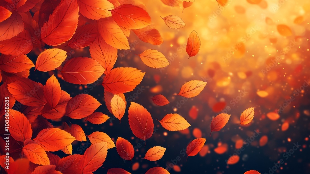 Autumn Leaves Falling on a Golden Background Autumn Leaves Falling on a Golden Background