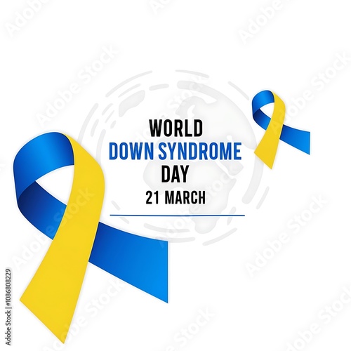 World Down Syndrome Day awareness ribbons and globe photo