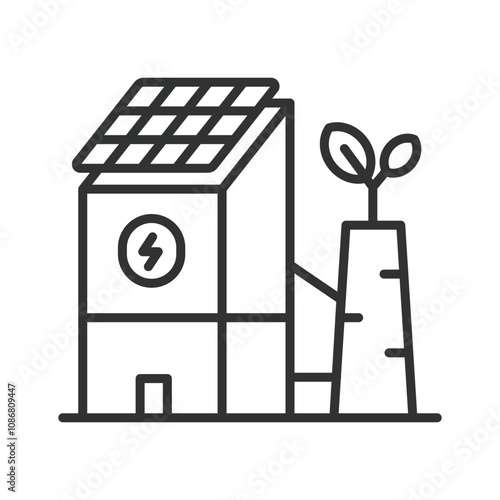 ECO industrial factory, icon in line design. Eco, industrial, factory, green, sustainable, environment, energy on white background vector. ECO industrial factory editable stroke icon