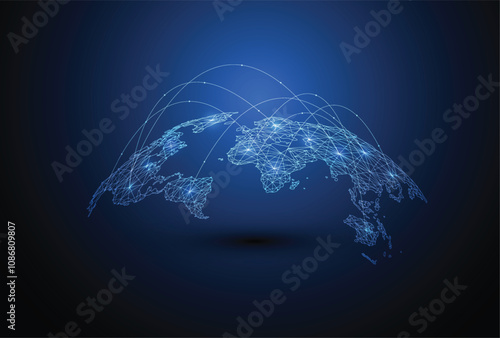 Global network connection. World map point and line composition concept of global business. Vector Illustration