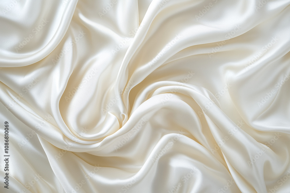 Fototapeta premium Soft white silk fabric with luxurious folds