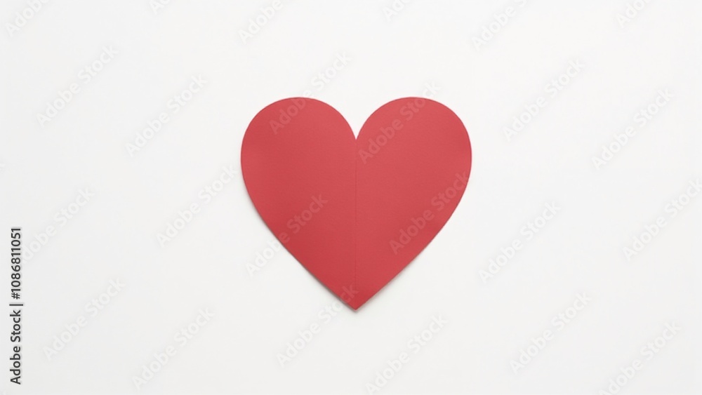 A vibrant red paper heart rests centrally against a soft white backdrop, symbolizing love and affection in a minimalist artistic expression A vibrant red paper heart rests centrally against a soft white backdrop, symbolizing love and affection in a minimalist artistic expression