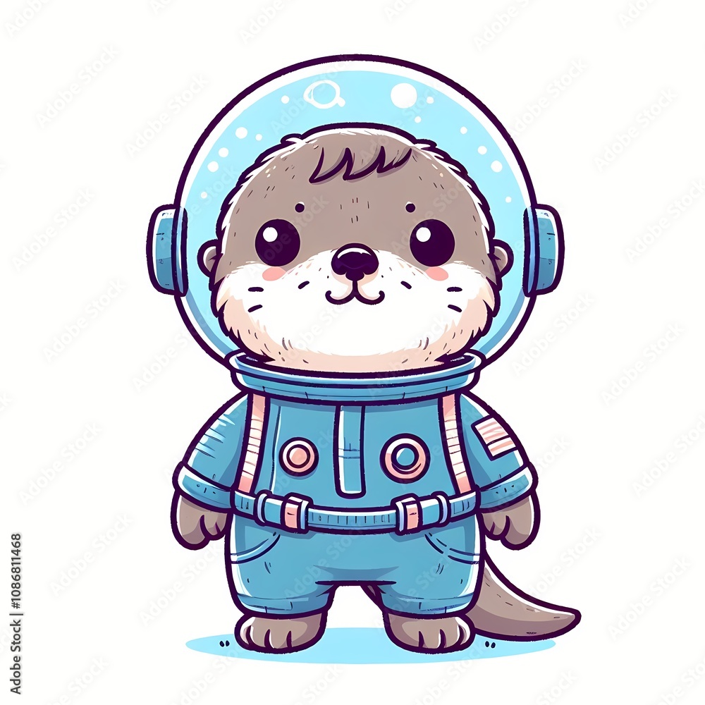 Cute Otter Astronaut Cartoon Vector Icon Illustration Cute Otter Astronaut Cartoon Vector Icon Illustration