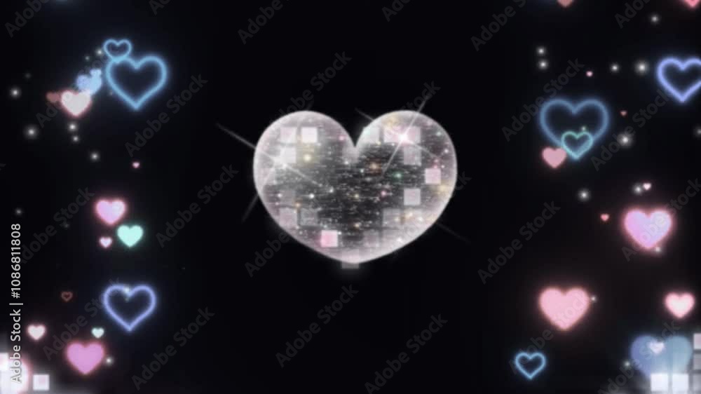 Heart shape vibes motion graphics clip template with colorful lights animation. HD resolution with hyper realistic 4K black Background. Heart shape vibes motion graphics clip template with colorful lights animation. HD resolution with hyper realistic 4K black Background.
