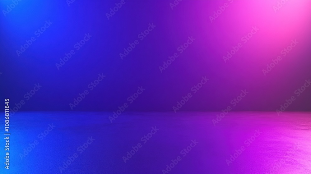 Fototapeta premium High-Angle Top-Down View of a Cyberpunk-Inspired Abstract Architectural Space Featuring Neon Purple and Blue Lights, Ideal for 3D Product Display in a Minimalistic Futuristic City Skyline Background, 