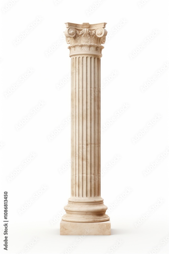 Naklejka premium Roman pillar architecture column white background.