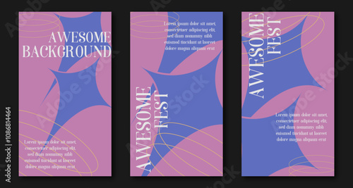 Flat minimalist y2k backgrounds set for any purpose, bold, brutalism, youth concept design