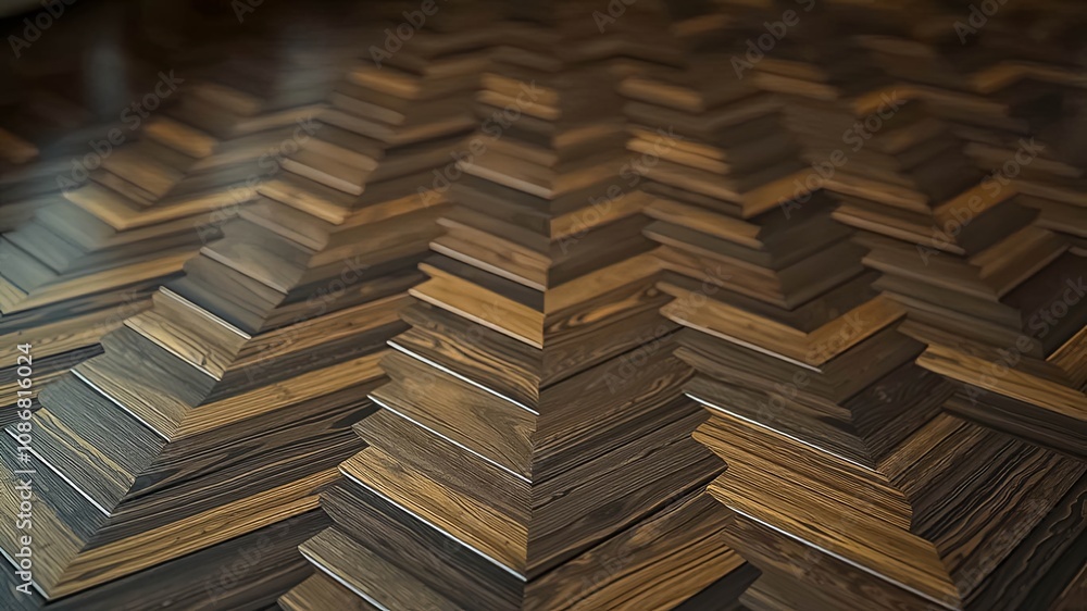 Geometric Wood Grain Floor Pattern with Interlocking Arrows Geometric Wood Grain Floor Pattern with Interlocking Arrows