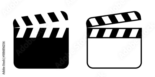 Clapper board icon. Clapper icon set