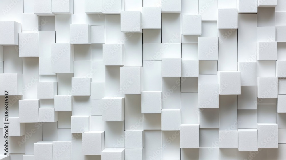 Geometric White 3D Wall