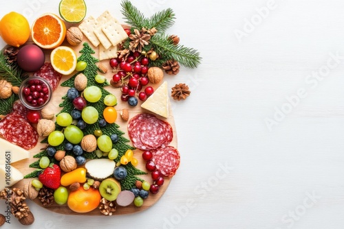 Festive christmas tree shaped charcuterie board for holiday celebrations