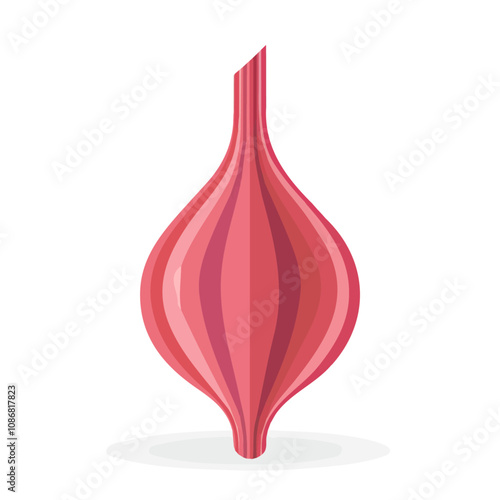 Simple flat 2D illustration of a shallot on a white plate isolated on a white background, vector 2D shallot branch, flat 2d icon
