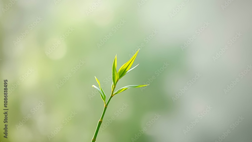 A delicate new shoot reaching for the light, a symbol of growth and resilience in a blurred background of nature's beauty. A delicate new shoot reaching for the light, a symbol of growth and resilience in a blurred background of nature's beauty.