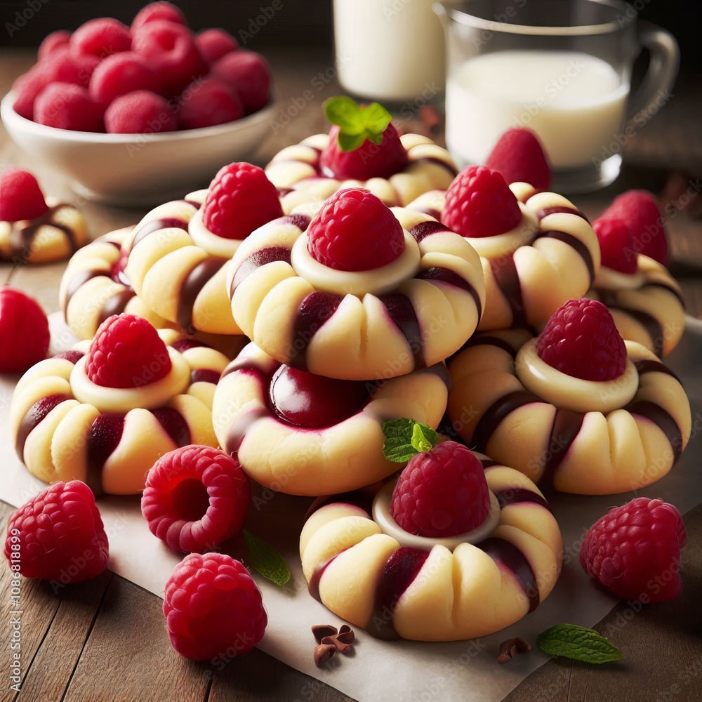 Raspberry and White Chocolate Thumbprint Cookies A sweet and tar Raspberry and White Chocolate Thumbprint Cookies A sweet and tar