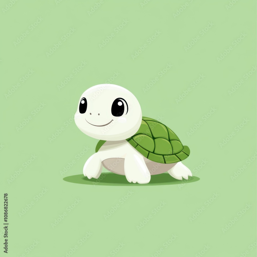 Playful turtle adventure serene green background digital illustration minimalist style whimsical concept Playful turtle adventure serene green background digital illustration minimalist style whimsical concept