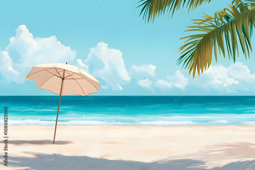 Tranquil Beach Scene with White Sand and Turquoise Water Tranquil Beach Scene with White Sand and Turquoise Water