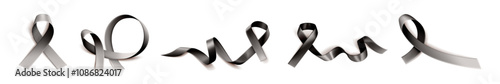 Black ribbon icon vector set