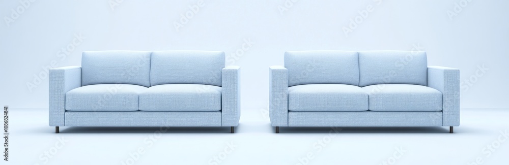 Light Blue Modern Sofas in a Blank Room Light Blue Modern Sofas in a Blank Room