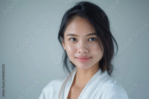 Portrait of a South East Asian woman with bold makeup and stylish hair.