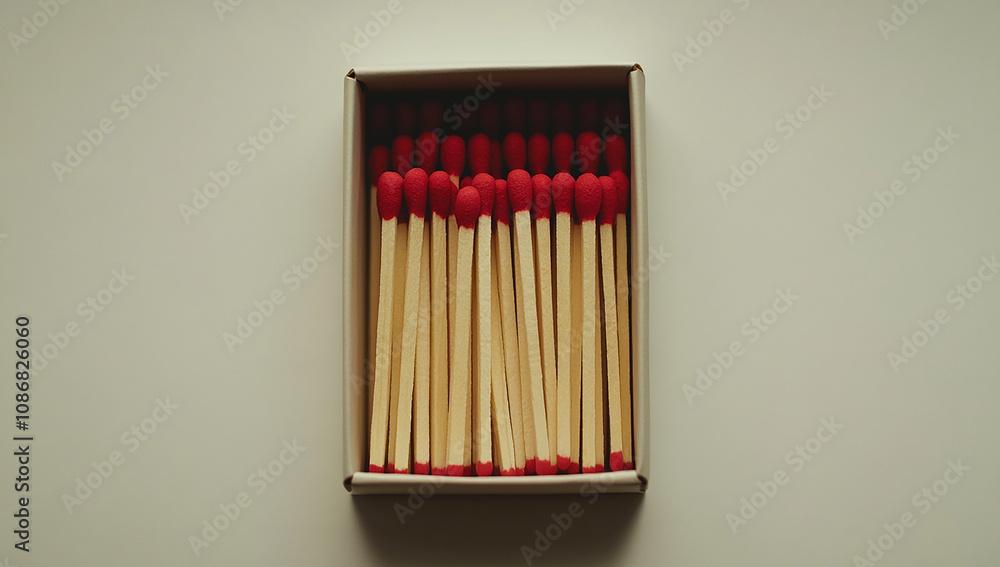 Close-up of an open box with matches on a white background Close-up of an open box with matches on a white background