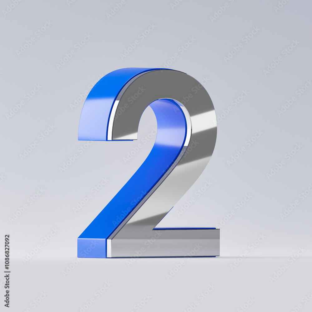 3d realistic render blue number 2 isolated white backround. Metal symbol. Best for anniversary, birthday party, celebration, advertising. 3d realistic render blue number 2 isolated white backround. Metal symbol. Best for anniversary, birthday party, celebration, advertising.