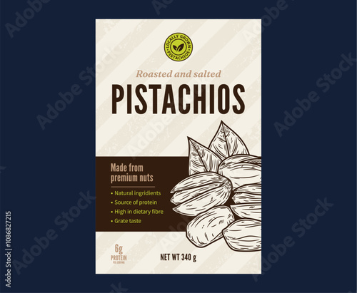 Vector pistachio nut packaging design template