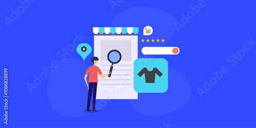 Customer finding local store contact and details information on search engine, local business listing map.