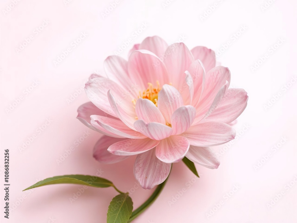Obraz premium Pink and white flower with delicate petals blooming on a soft pink background, soft, flower, nature