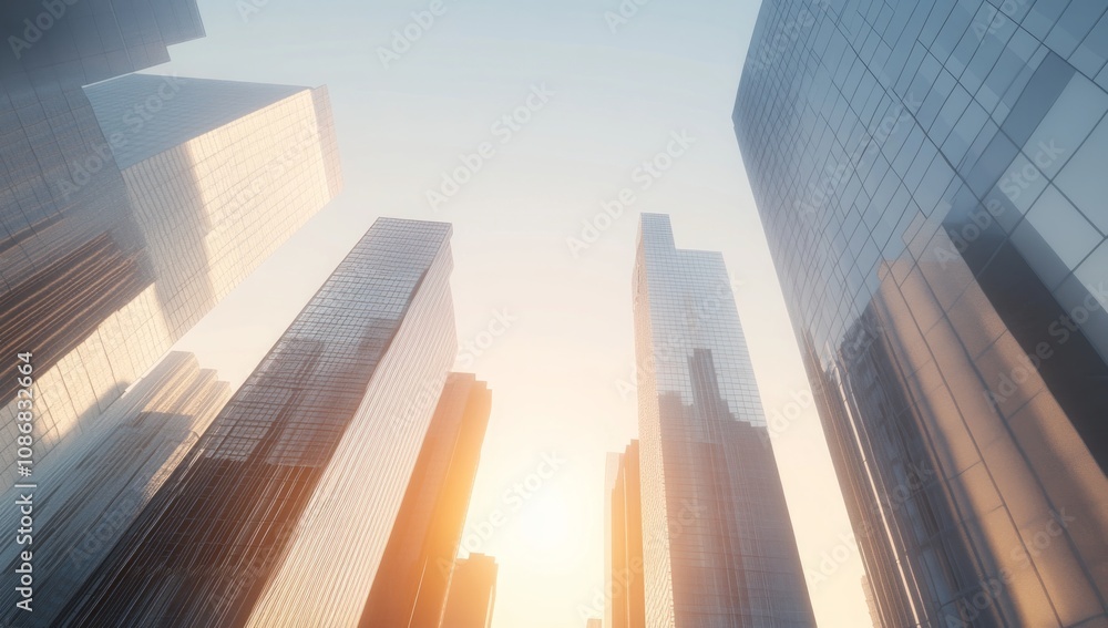 Modern Skyscrapers in the City at Sunrise Modern Skyscrapers in the City at Sunrise