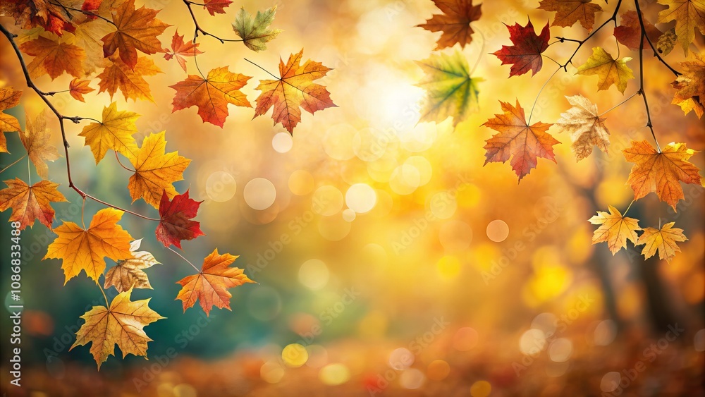 Autumn Leaves with Warm Golden Bokeh Background, Vibrant Fall Foliage on Branches, Perfect for Seasonal Designs, Nature-Themed Marketing, Thanksgiving Invitations, and Autumn Wallpaper Autumn Leaves with Warm Golden Bokeh Background, Vibrant Fall Foliage on Branches, Perfect for Seasonal Designs, Nature-Themed Marketing, Thanksgiving Invitations, and Autumn Wallpaper