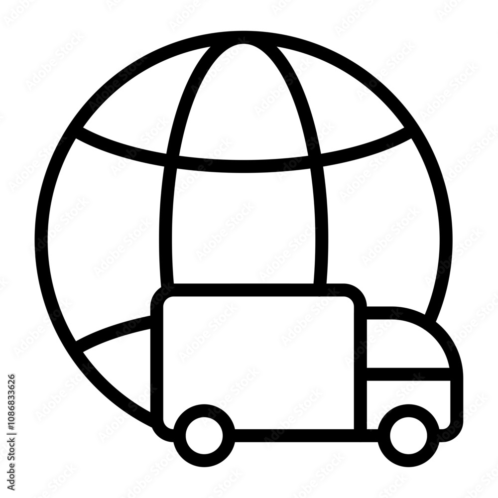 Global Logistics Vector Line Icon Design Global Logistics Vector Line Icon Design