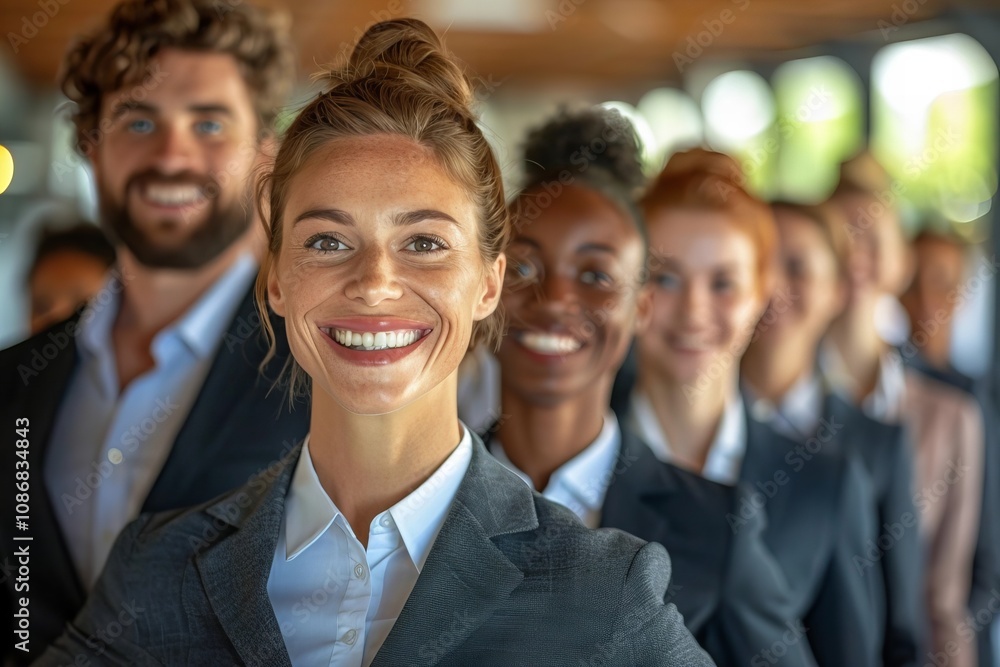 Title: Diverse Team of Happy Business Professionals Engaging in Workplace Stretching Exercises Title: Diverse Team of Happy Business Professionals Engaging in Workplace Stretching Exercises