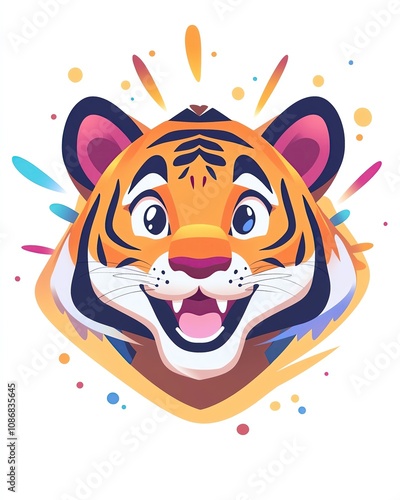 Colorful and playful tiger illustration. photo