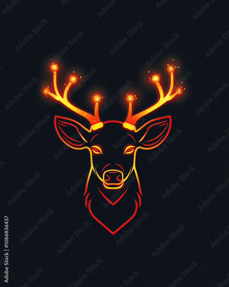 Stylized deer illustration with glowing antlers. Stylized deer illustration with glowing antlers.