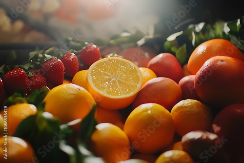 Wallpaper Mural A vibrant assortment of citrus fruits and strawberries, highlighting freshness and abundance. Torontodigital.ca