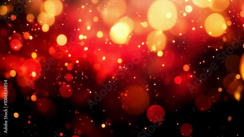 Warm red bokeh lights creating a festive Christmas atmosphere, perfect for holiday greetings and seasonal advertisements