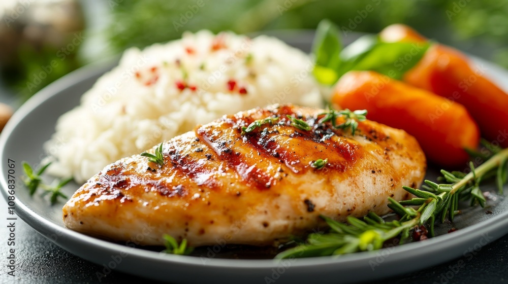 Grilled Chicken Meal with Rice and Vegetables Grilled Chicken Meal with Rice and Vegetables