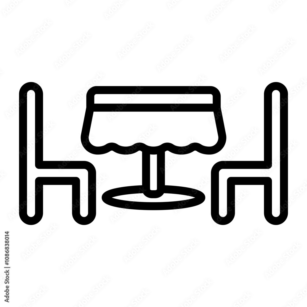 Dinner Table Vector Line Icon Design Dinner Table Vector Line Icon Design