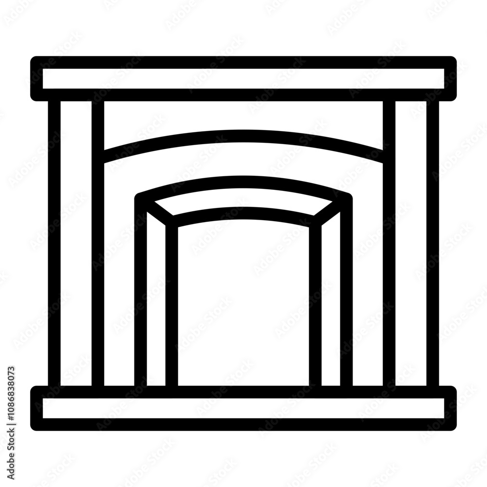 Fireplace Vector Line Icon Design Fireplace Vector Line Icon Design