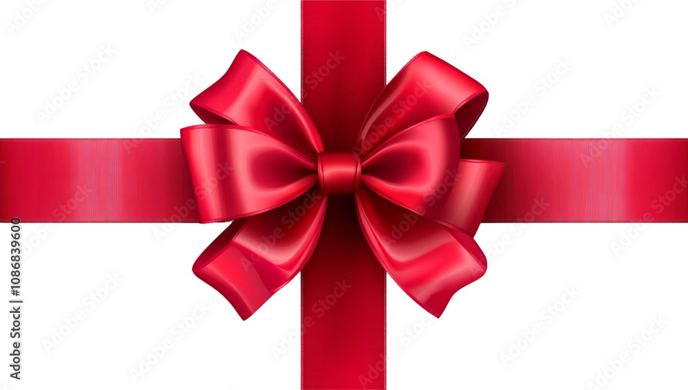 Red ribbon with bow on transparent background Red ribbon with bow on transparent background